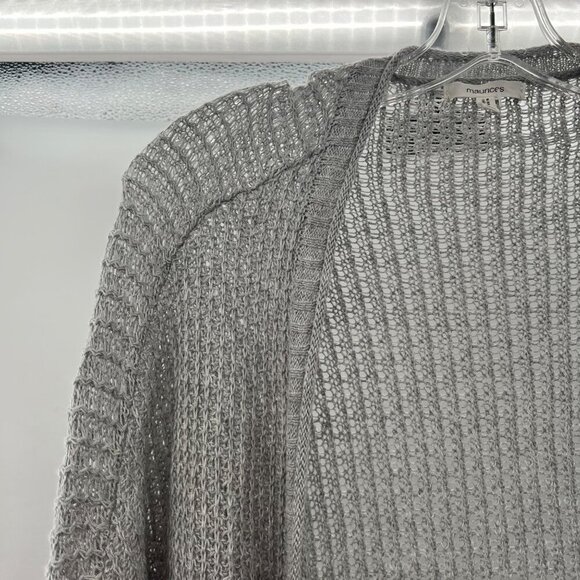Maurices Women's Loose Knit Open Front Cardigan Gray Size S/M - Picture 3 of 9